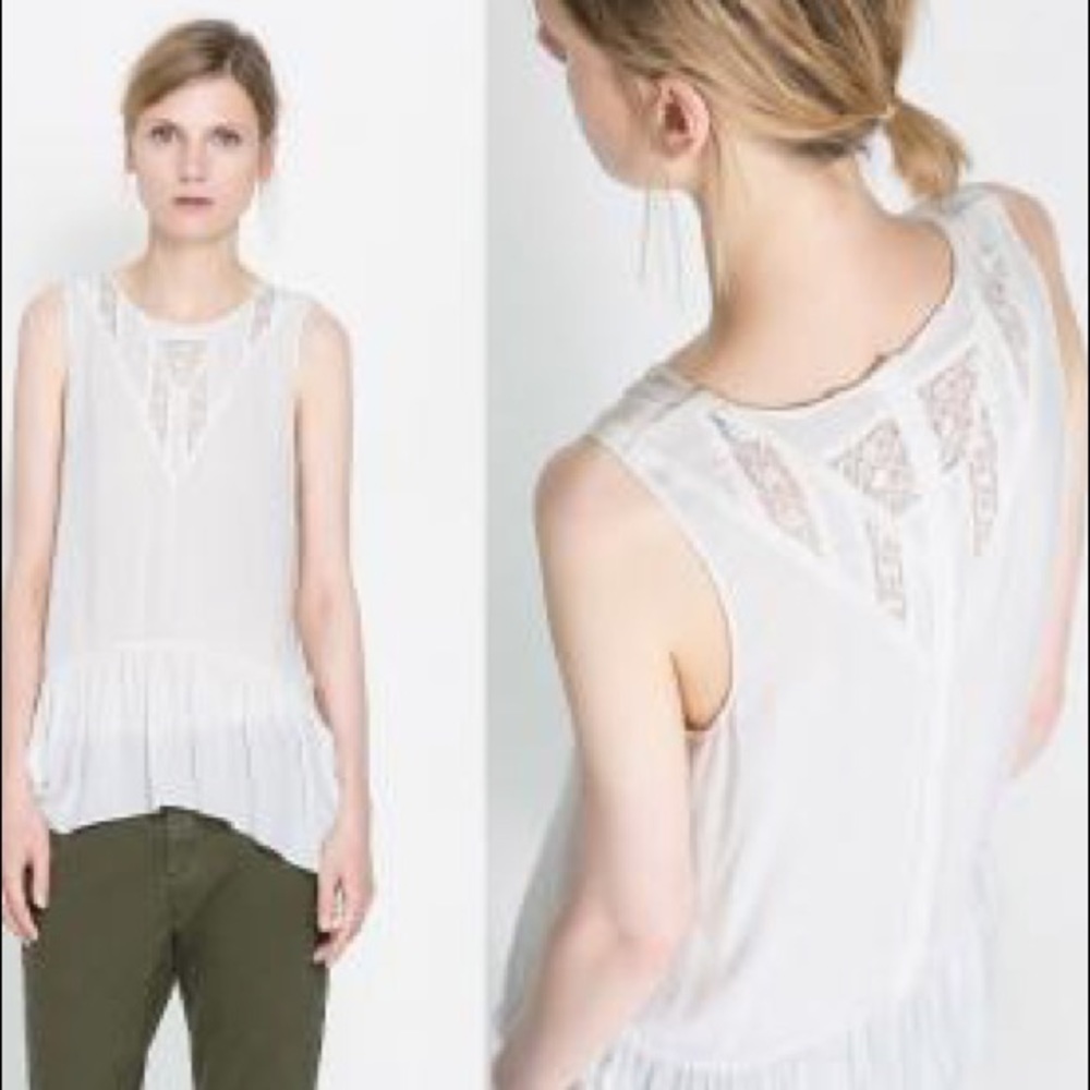 SALE!!ZARA LACE INSET BLOUSE💕 - Picture 4 of 12